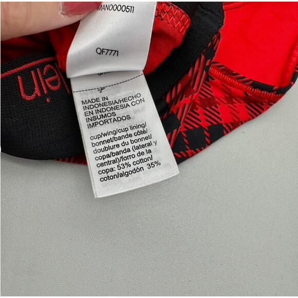 Calvin Klein Bralette Womens Medium Red Black Tartan Plaid Unlined Modern Cotton - Picture 8 of 9